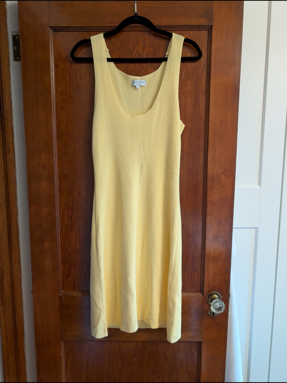 Pale Yellow Knit Midi Tank Dress Size L